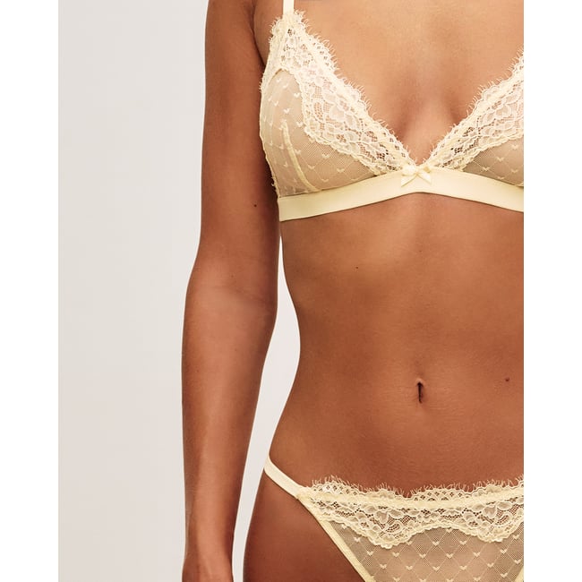 Soutien-gorge triangle en mesh cœur LACEACADEMIZ jaune <span itemprop=