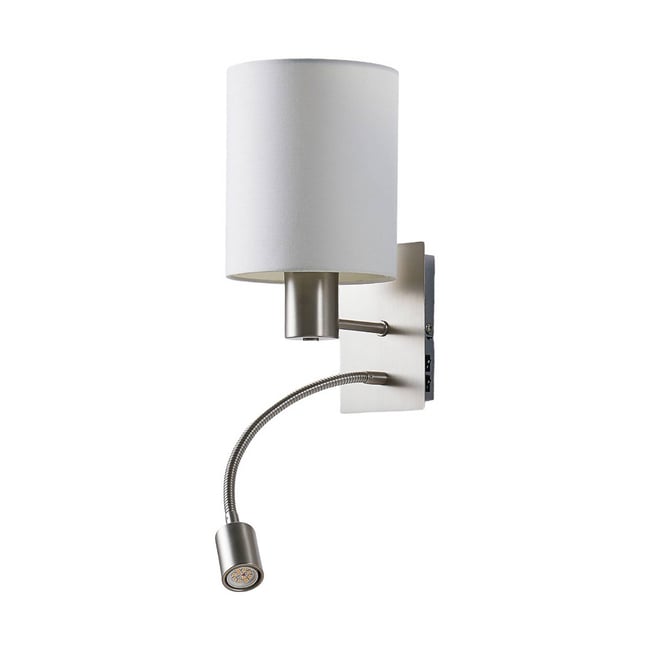 Applique en textile moderneLED, Shajan Couleur blanc, nickel mat <span itemprop=