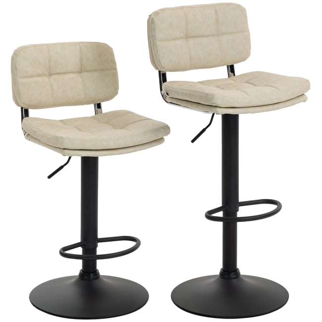 Tabouret de bar Revêtement synthétique PU Couleur crème, noir <span itemprop=