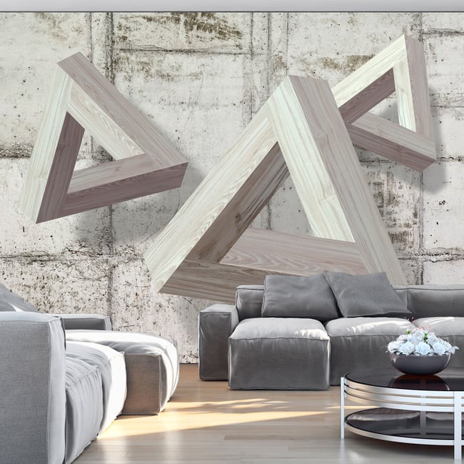 Papier peint intissé panoramique Grey Trio Couleur gris / argent <span itemprop=
