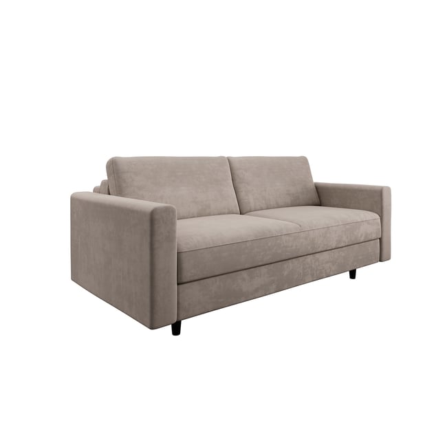 Canapé convertible express 3 places en velours Hailie Jade Couleur beige taupe <span itemprop=