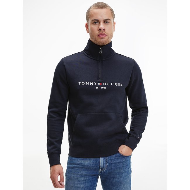 Sweatshirt mit Tommy-Logo, Troyer-Kragen marine <span itemprop=