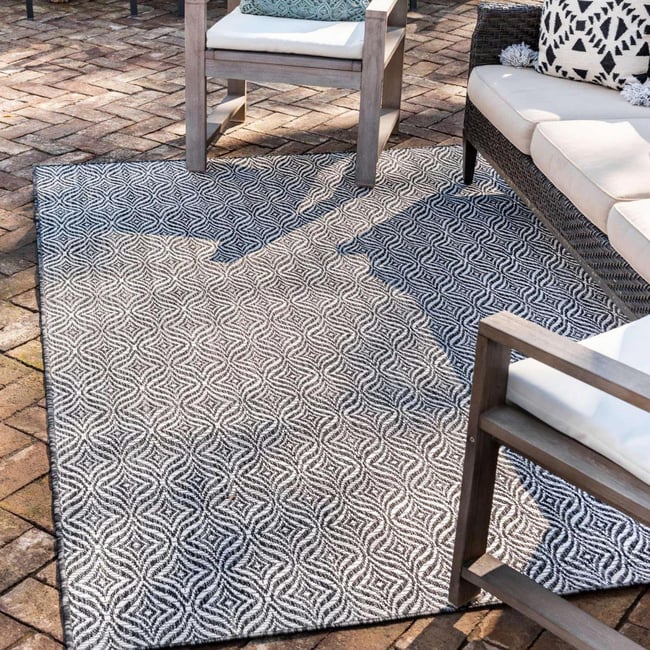 Tapis rond tissé motif faux uni HAVEN 3 Couleur gris, blanc <span itemprop=