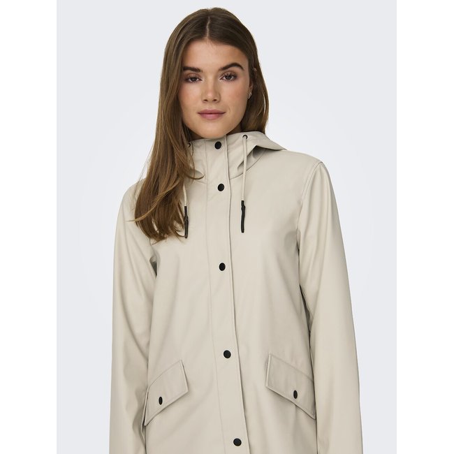 Impermeable semilargo con capucha fija, de entretiempo crudo <span itemprop=