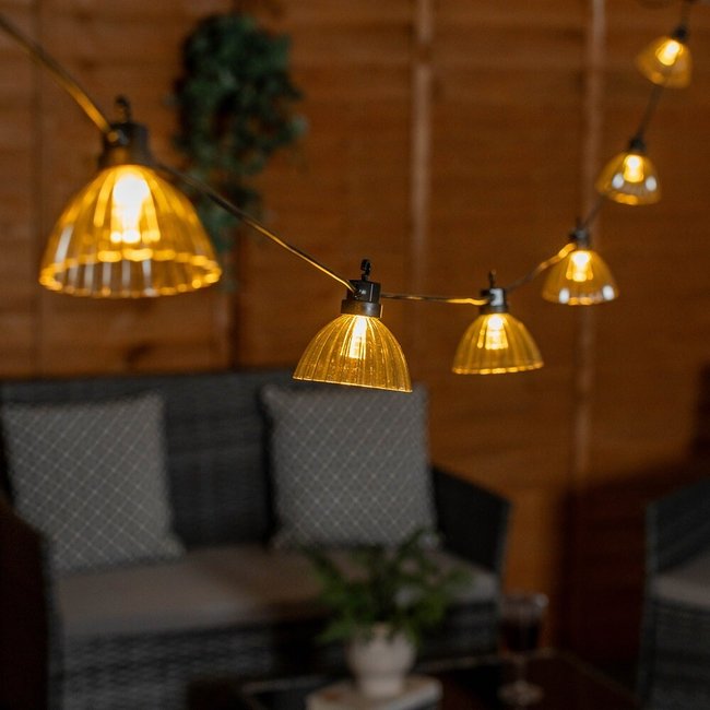 6-pcs Outdoor Battery Operated Pleated String Lights, grey, SO'HOME