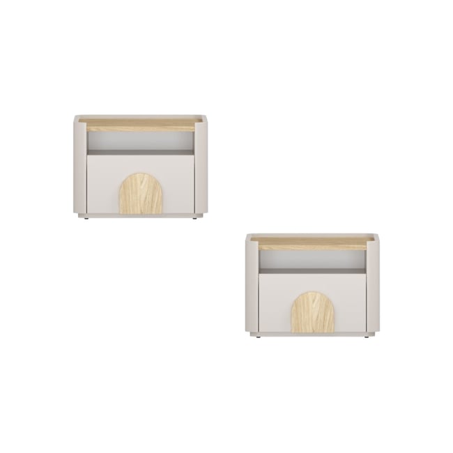 Lot de 2 tables de chevet , ENYRA Couleur beige <span itemprop=