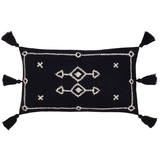Folis Tasselled Embroidered Cushion - YARD
