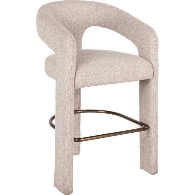 Tabouret de comptoir  en tissu texturé Couleur biscotti <span itemprop=