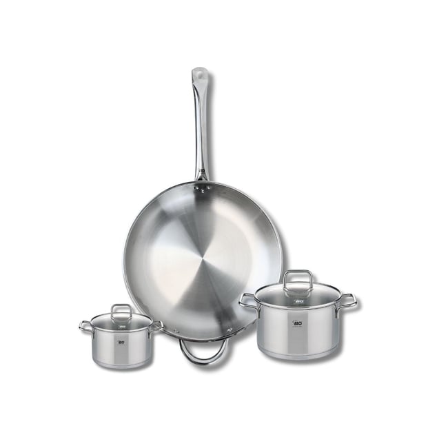 Batterie 1 poêle 32cm + 2 faitouts 12/16cm PROFI CITRIN gris <span itemprop=