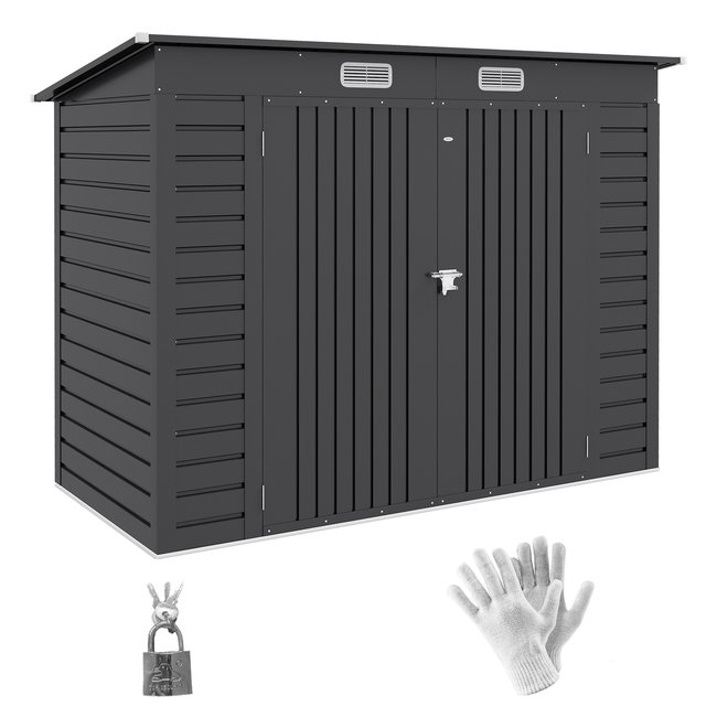 Abri de jardin 3 m² tôle d'acier 2 portes verrouillables 2 évents gris <span itemprop=
