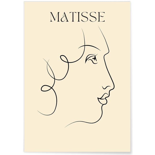 Affiche Matisse 'Profil Élégant' – Ligne fine et épurée Couleur blanc <span itemprop=