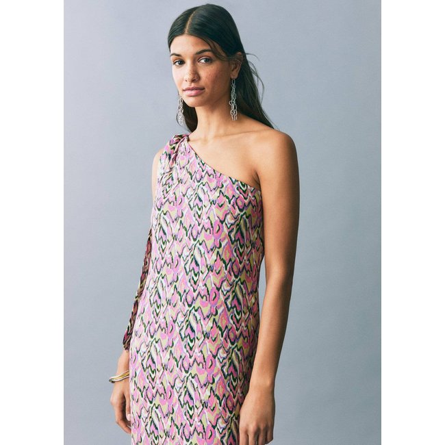 Robe imprimée à nœud citron vert <span itemprop=