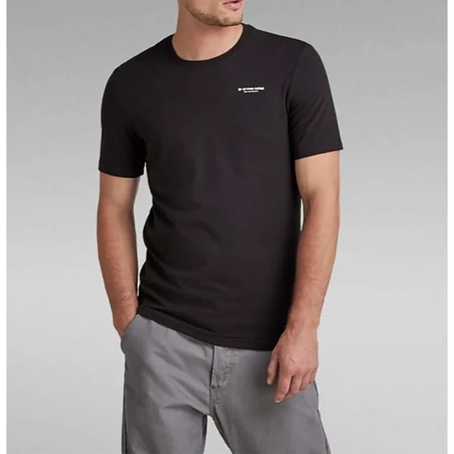 T-shirt coton biologique col rond noir <span itemprop=