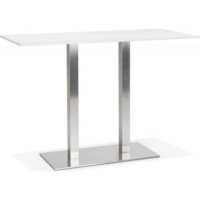 Table haute bois et métal, Denver bar Couleur blanc éclatant contemporain <span itemprop=