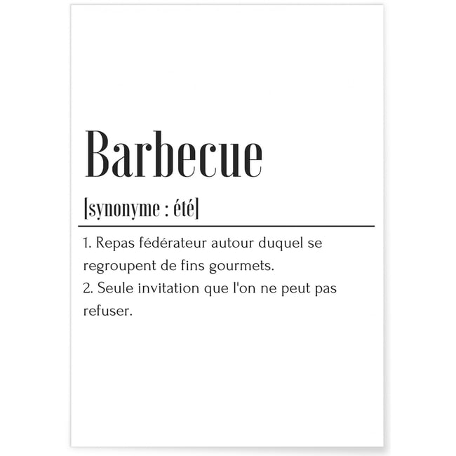 Affiche Définition Barbecue Couleur blanc <span itemprop=