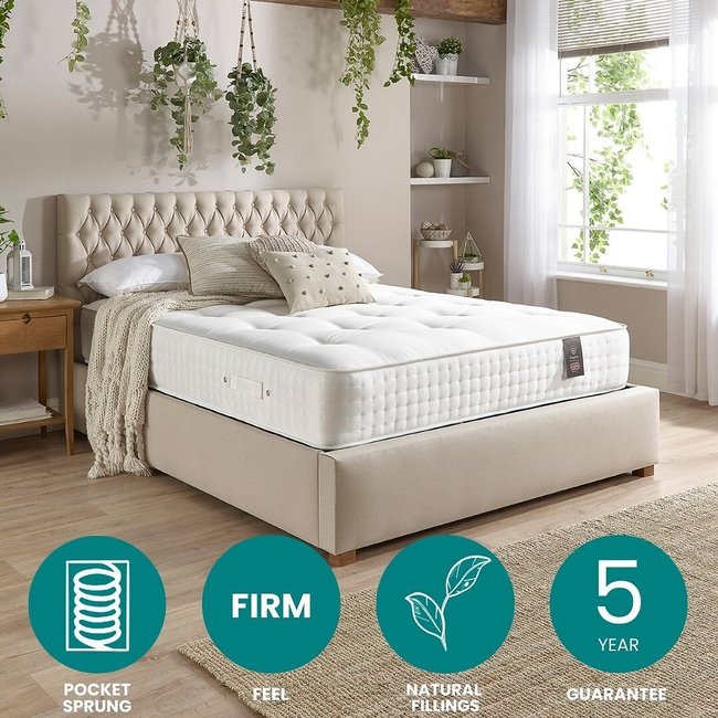 Aspire Luxury 3000 Pocket Natural Wool & Cashmere Mattress, white, ASPIRE