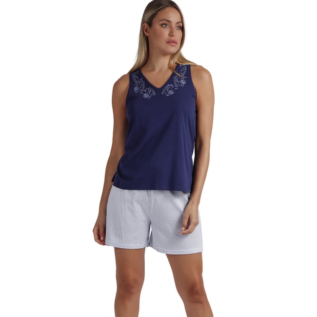 Pyjama short débardeur Blue And Bleu Mod bleu marine <span itemprop=
