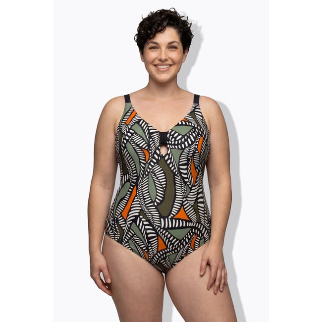 Maillot de bain avec bonnets souples et nœud kaki foncé <span itemprop=