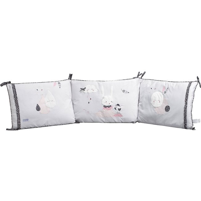 Tour de lit Miss Fleur de Lune gris, rose pâle, blanc <span itemprop=