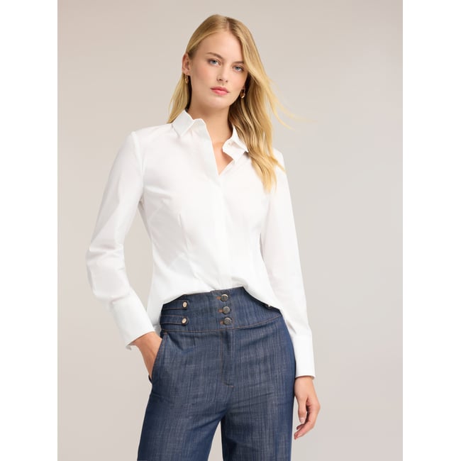 Chemise à boutons cachés blanc <span itemprop=
