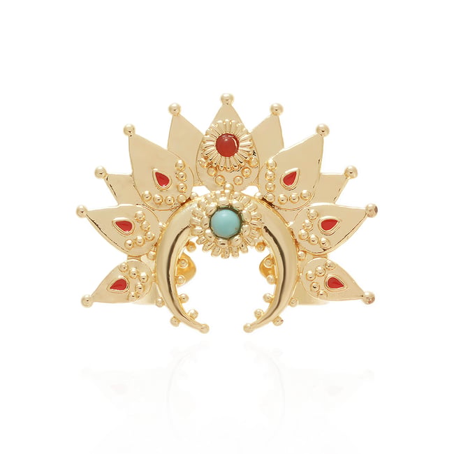 Bague réglable avec cabochon central GUNTER doré <span itemprop=