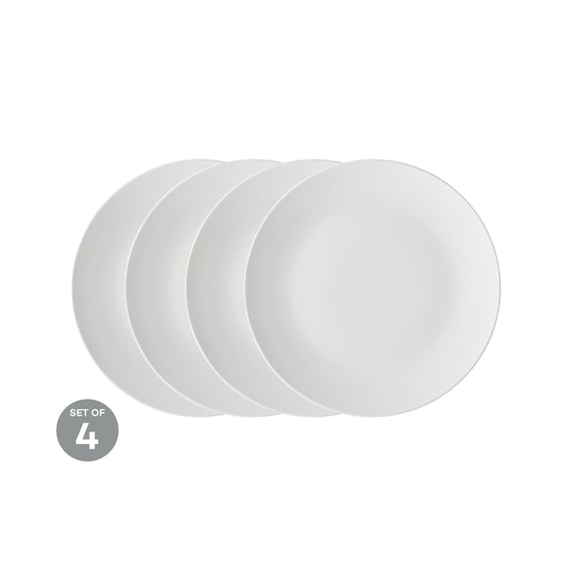 Set of 4 White Basics Coupe Plate Set, white, MAXWELL WILLIAMS