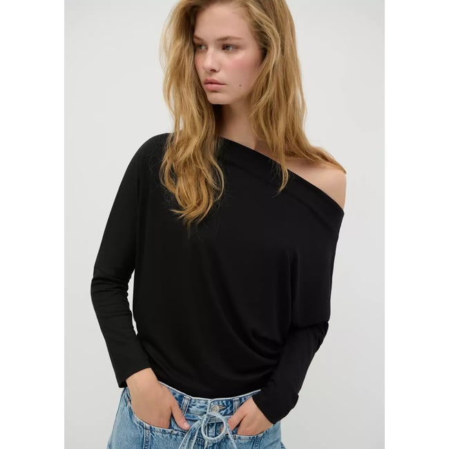 T-shirt manches chauve-souris noir <span itemprop=