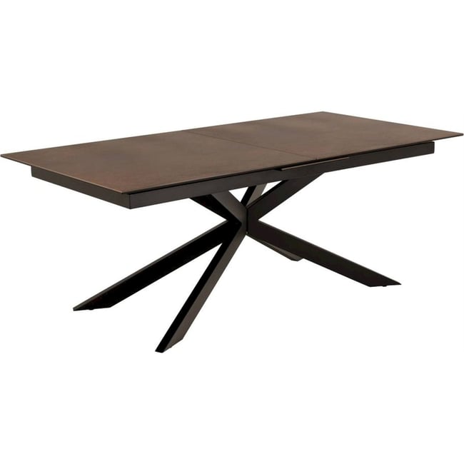 Table à manger extensible céramique SHIMESS Couleur brun effet rouille et noir <span itemprop=