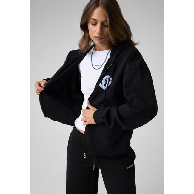 Sweat À Capuche Imprimé À Fermeture Éclair Intégrale noir <span itemprop=