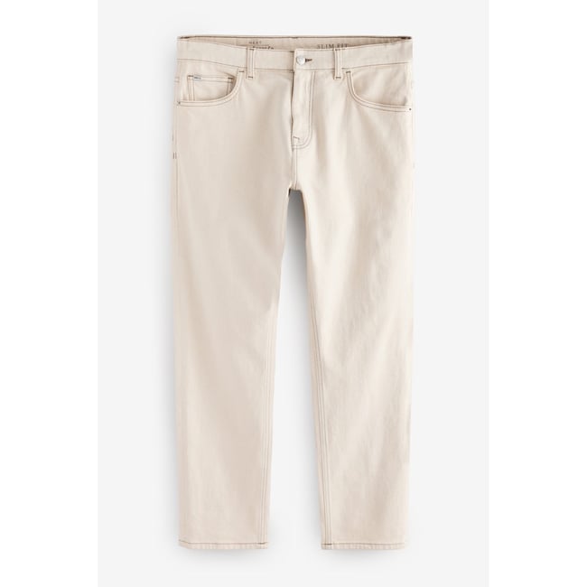 Jean slim délavé vintage blanc écru <span itemprop=