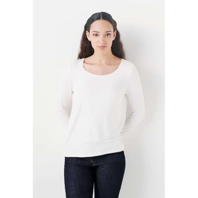 T-shirt ajusté col rond TBASICO blanc <span itemprop=