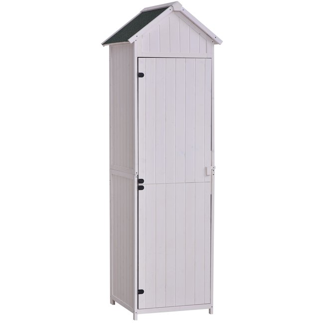 Armoire de jardin en pin massif blanc <span itemprop=