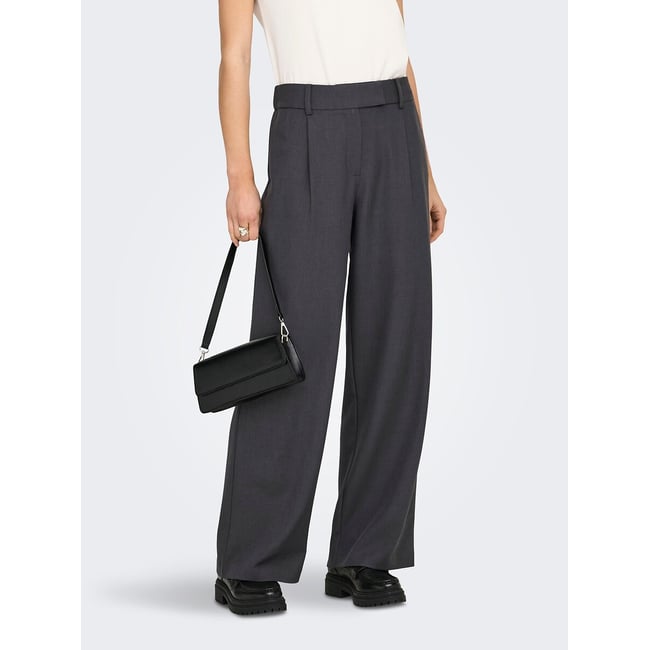 Pantaloni larghi vita alta grigio scuro ONLY