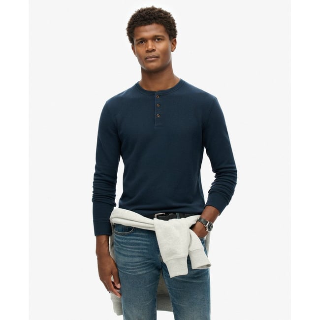 T-shirt Henley The Merchant Store bleu marine éclipse <span itemprop=