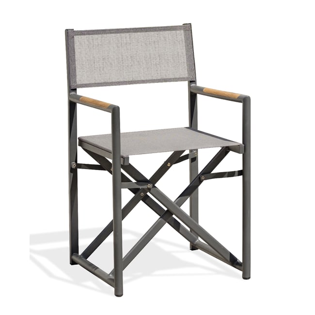 Fauteuil de jardin en toile plastifiée et aluminium  HONFLEUR gris anthracite <span itemprop=