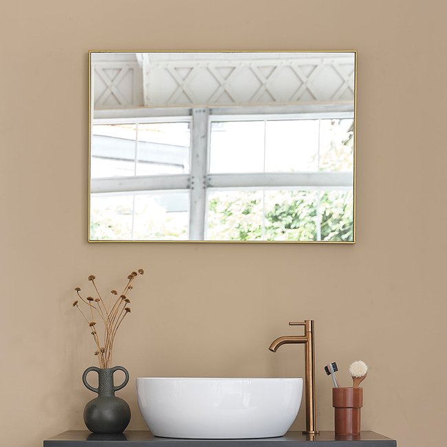 Miroir rectangulaire en métal doré  LUNA Couleur dore <span itemprop=