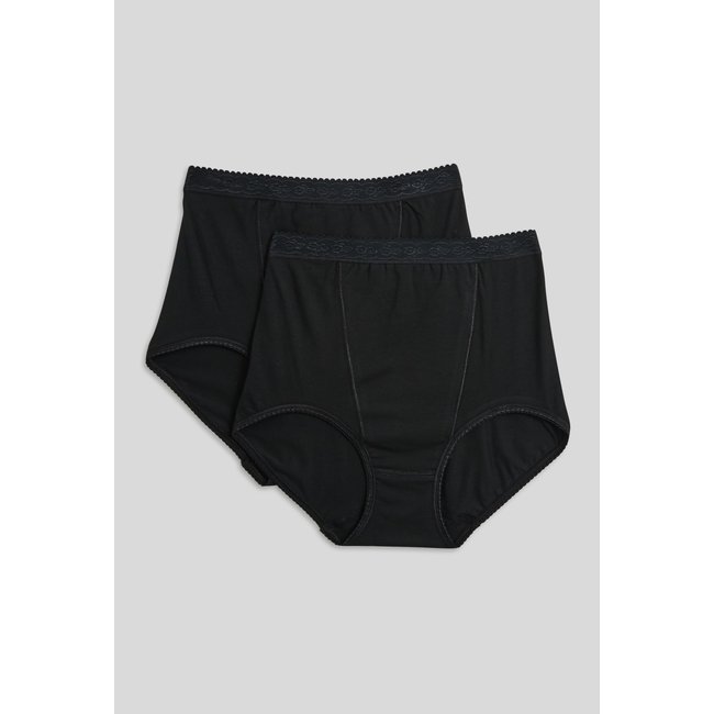 Culotte ventre plat en coton x2 noir <span itemprop=