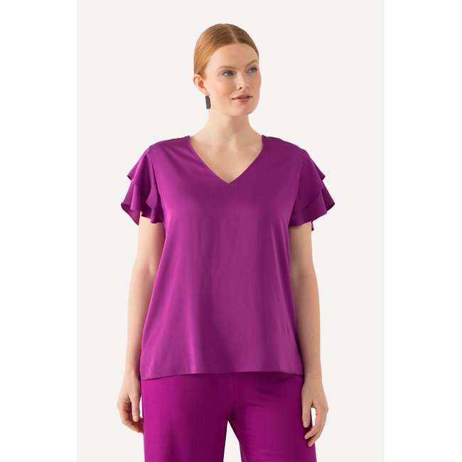 Blouse décolleté en V baies <span itemprop=