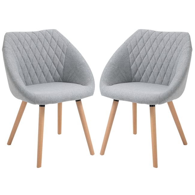 Chaise de salle à manger Lin Gris gris, bois naturel <span itemprop=