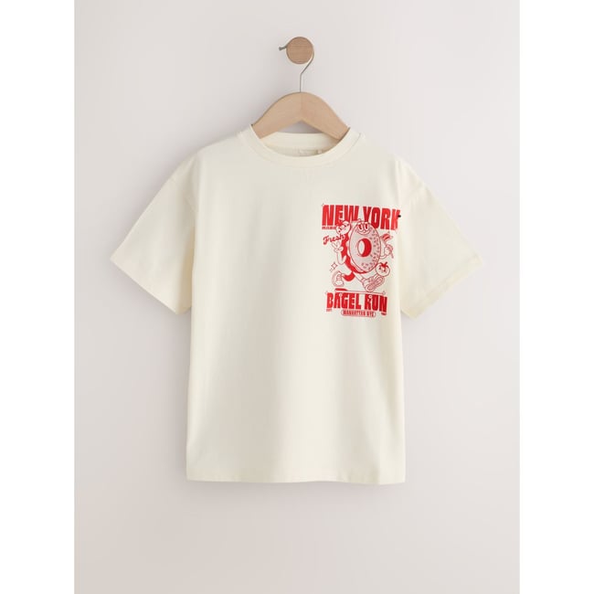 T-shirt oversize imprimé bagel écru <span itemprop=