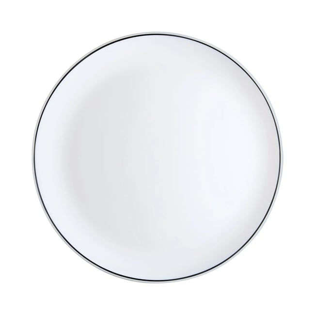 6 assiettes plates blanches filet noir 25 cm -DIWALI Couleur blanc <span itemprop=
