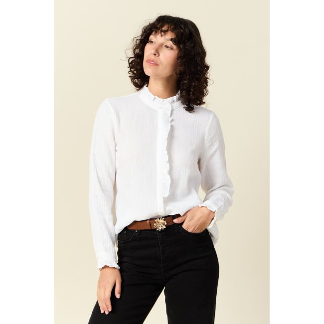 Chemise manches longues blanc <span itemprop=