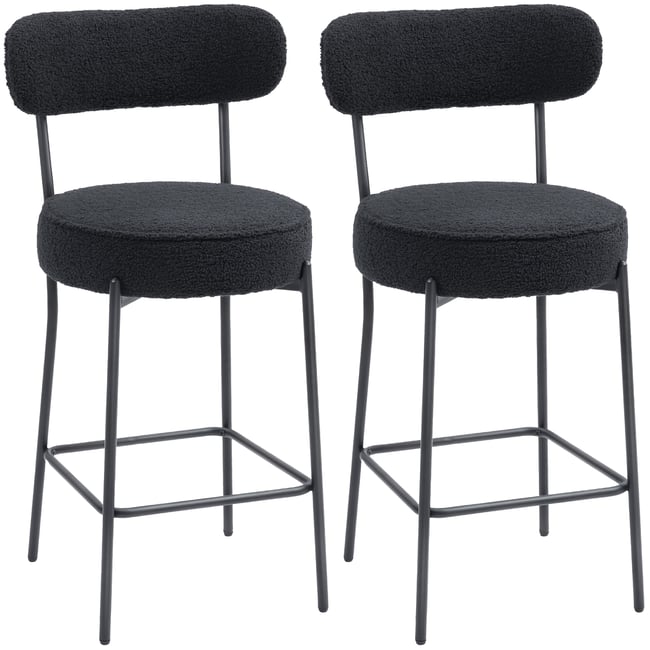 Tabouret de bar Tissu bouclette Noir Couleur noir <span itemprop=