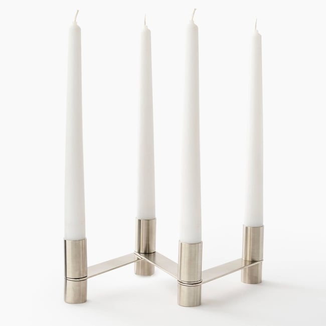 Bougeoir métal pliable 4 places METRO, 40,5x2,5x7cm Couleur inox <span itemprop=