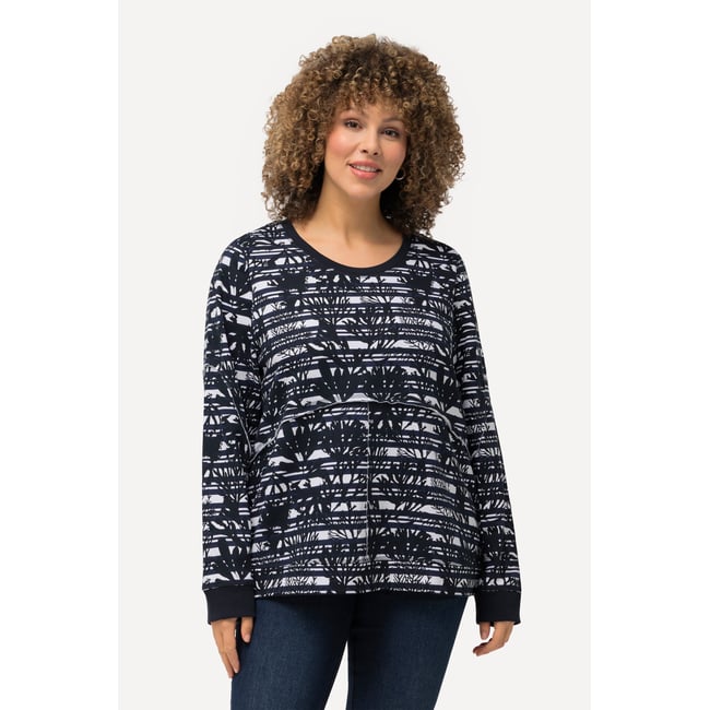 Sweat, côtés ouverts, col rond marine <span itemprop=
