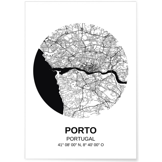 Affiche Carte Porto Couleur blanc <span itemprop=