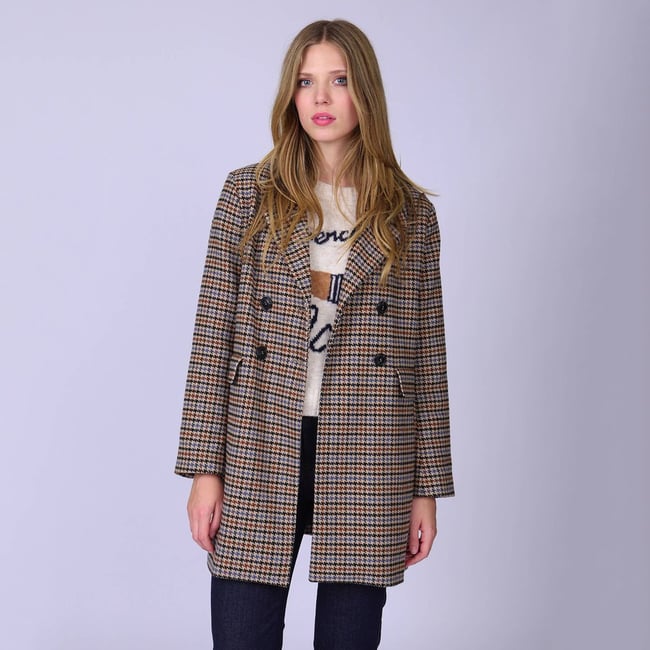Manteau mi long beige <span itemprop=