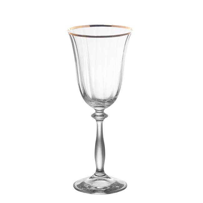 Boîte de 6 verres à pied Angela filet or 25 cl Couleur transparent / cristal <span itemprop=