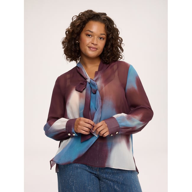 Blouse avec imprimé et nœud burgundy <span itemprop=