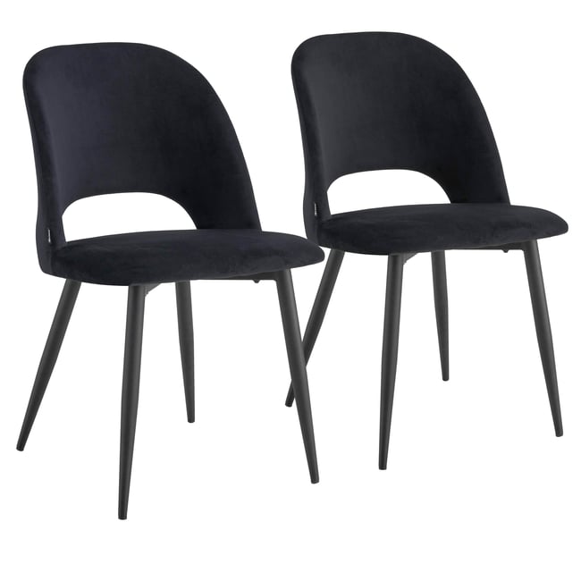 Lot de 2 chaises en acier et velours, LOU - OVIALA
